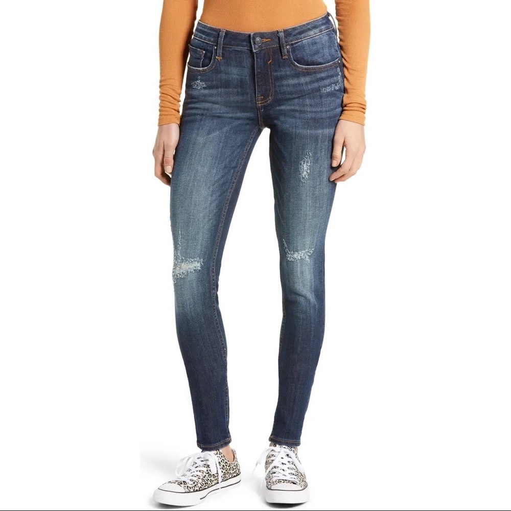 Vigoss | Jagger Faded Dark Wash Denim Stretchy Curve Hugging Skinny Jeans